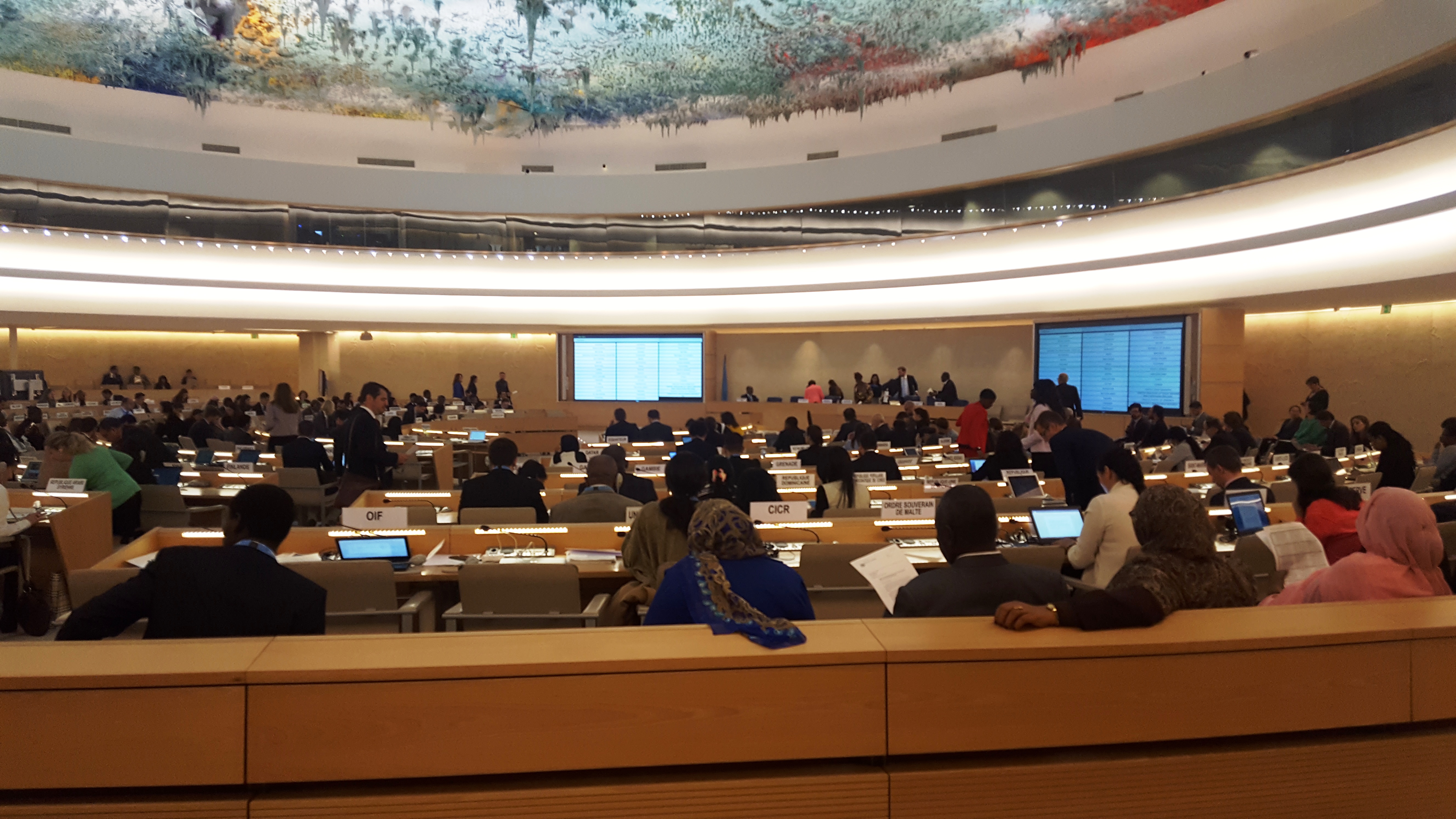 Sala del Consejo de Derechos HUmanos de la ONU en Ginebra