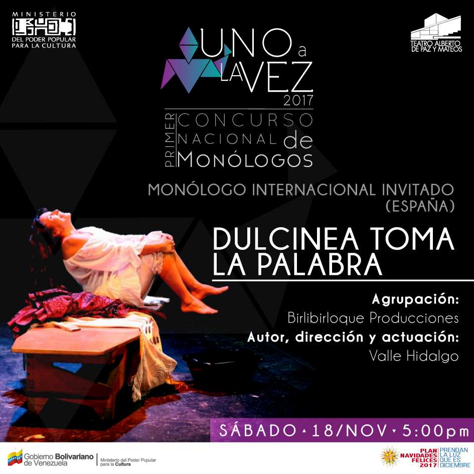 Flyer Dulcinea tiene la palabra - Valle Hidalgo Uno A la Vez 2017