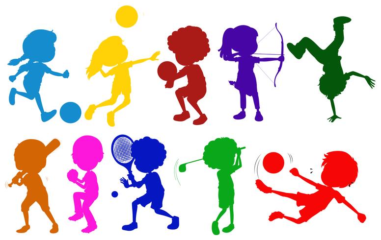 vector-coloured-sketches-of-kids-playing-with-the-different-sports