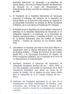 Conoce el texto de la Declaración Conjunta entre los gobiernos de Guinea Bissau y Venezuela
