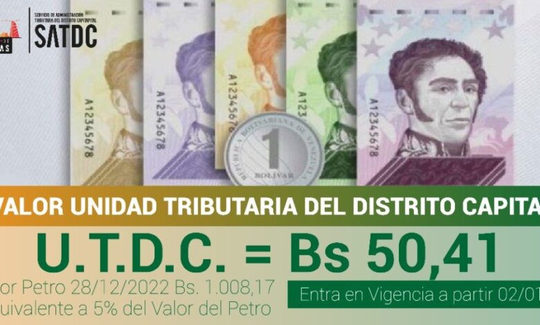 Entró en vigencia nuevo valor de la Unidad Tributaria del Distrito Capital a "50,41 bolívares"