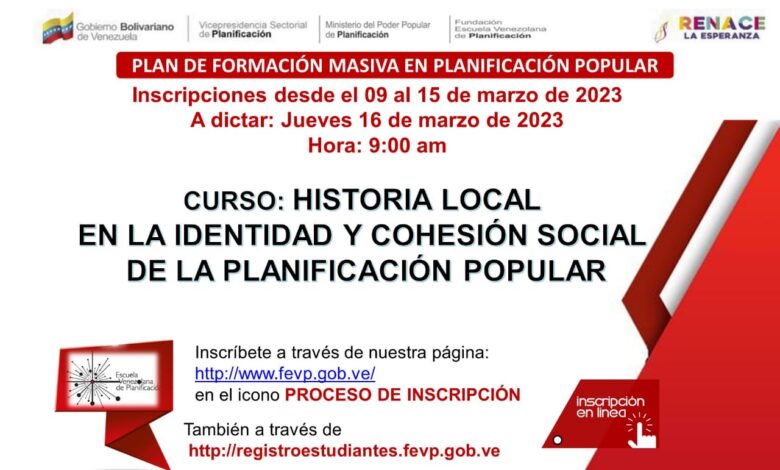 Caracas: Se dictó el curso "Historia local de la identidad y cohesión social de la planificación popular"