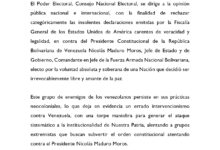 CNE rechaza declaraciones del gobierno de Estados Unidos