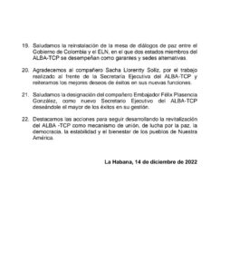 Conoce| La Declaración de la XXII Cumbre del ALBA-TCP en conmemoración de su 18º aniversario