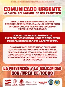 Alcaldía de San Francisco en el estado Zulia establece horario para locales expendedores de licores