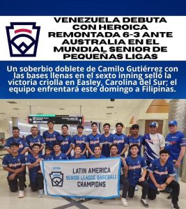 Venezuela se impone a Australia y gana en el Mundial Senior de Pequeñas Ligas